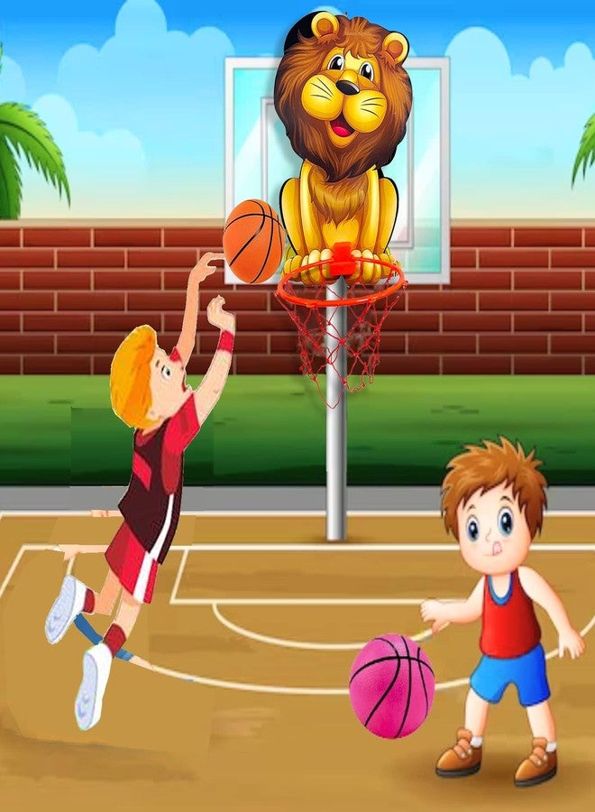 Fancy Agents Basket Ball for Kids for Boys/Girls| Lion Design Basketball| Basketball Portable Set with Hanging Board, Ring Net for Indoor and Outdoor Games| Birthday & Return Gift Set Standard - Image 2